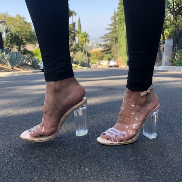 Clear Heel Strappy Crystal Heels Transparent Strap - Picture 6 of 8